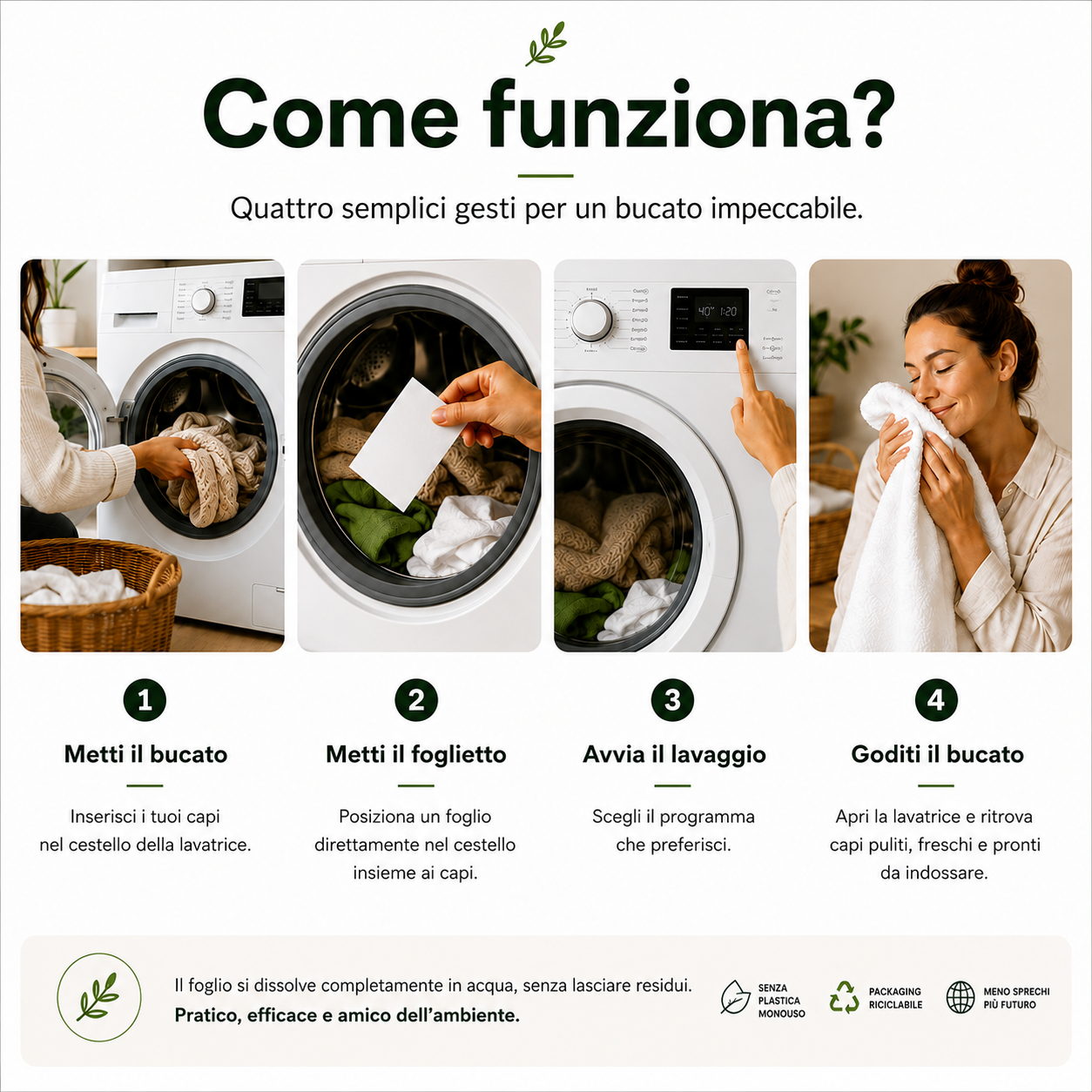 Fogli per il bucato ecologici