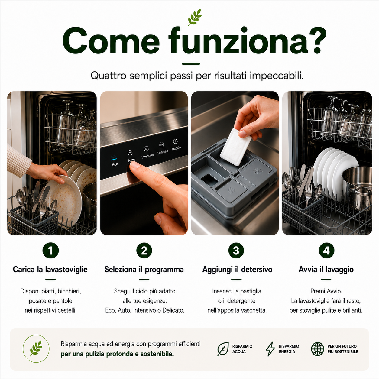 Fogli per lavastoviglie ecologici